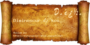 Diminescur Ákos névjegykártya